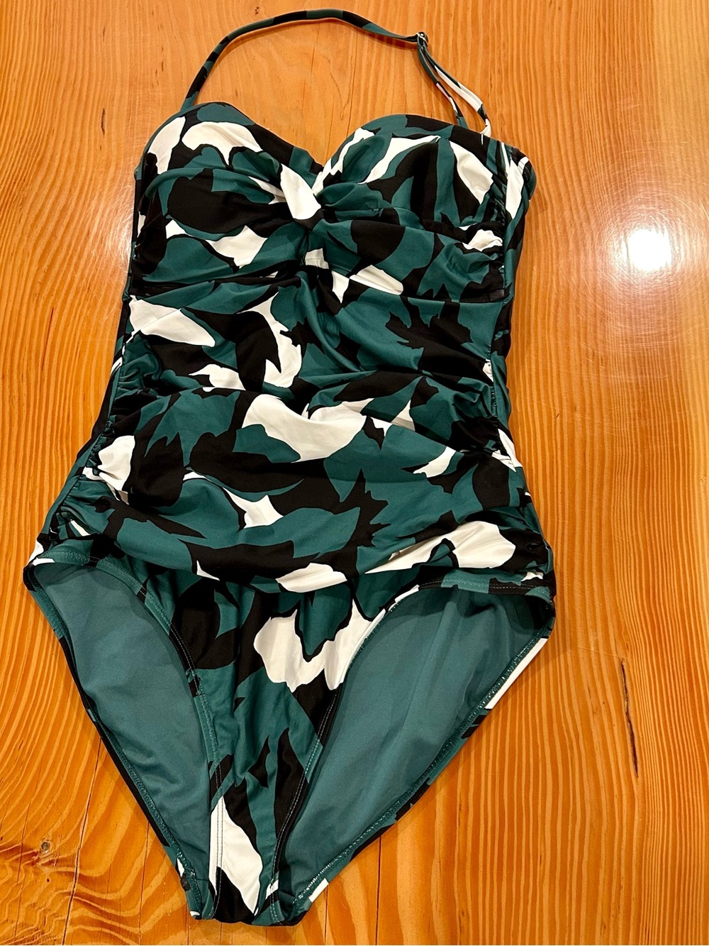 Anne Cole Green, White & Black Camo One-Piece Swimsuit